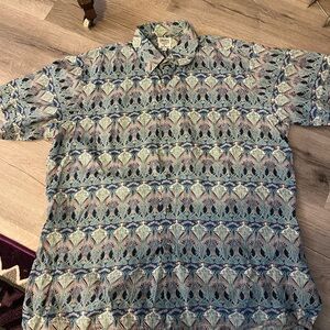 Maus and Hoffman Multi color print shirt Large  100% cotton